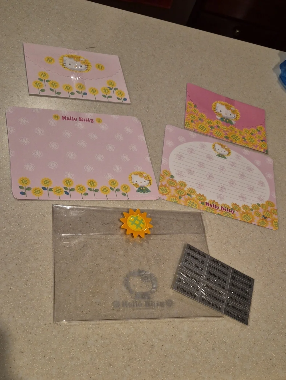 Hello Kitty Pink & Yellow Sunflower Letter Set Y2K 2000
